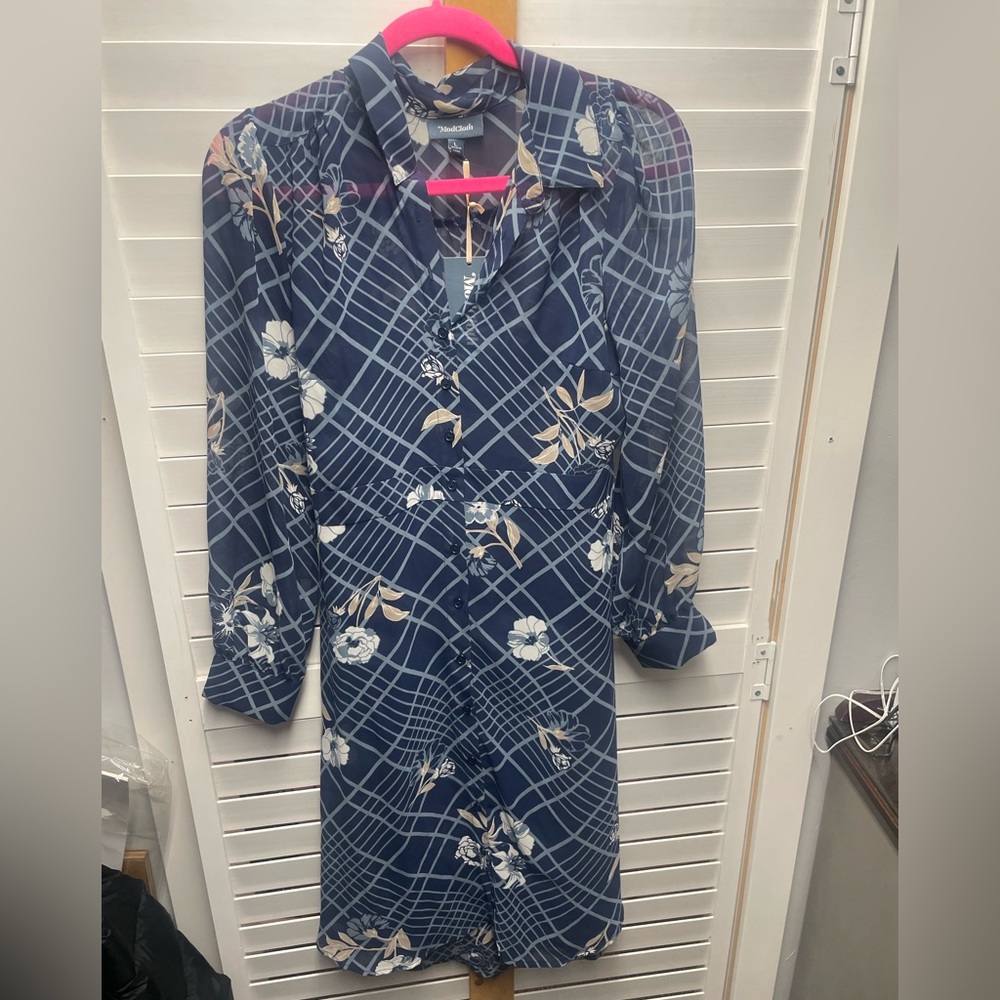 Modcloth Floral Button-Up Dress NWT Sz L